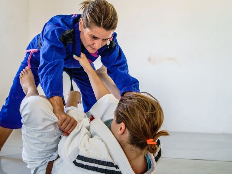 Two women training